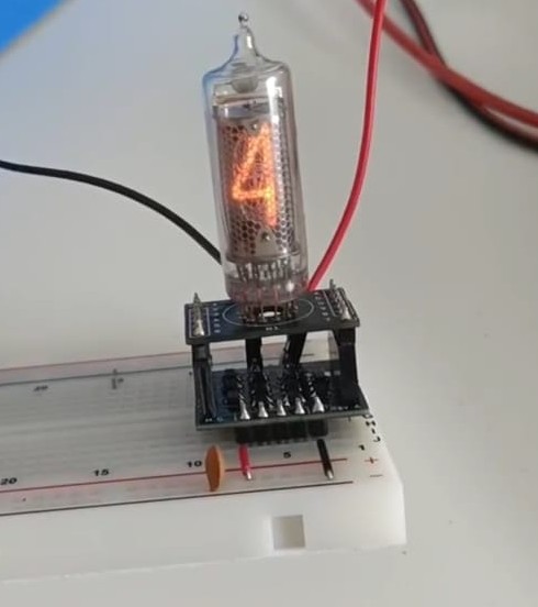 IN-16 Nixie being driven by tiny driver circuit